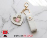 Lipstick Holder Bag Charm with Mirror - White Color