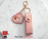 Lipstick Holder Bag Charm with Mirror - Pink Color