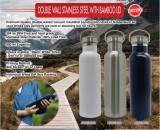 Double Wall Stainless Steel Bottle with Bamboo Lid 600ml