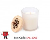 Vanilla Scented Soybean Wax Candle in Frosted Glass Bottle with Wooden Lid and PU Handle