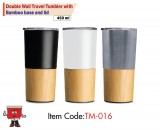 Double Wall Travel Tumbler with Bamboo base and lid