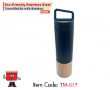 Eco-friendly Double Wall Stainless Steel Travel Bottle with Bamboo base,500ml