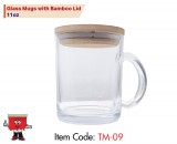 Glass Mugs with Bamboo Lid 11Oz