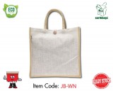 Jute Bag White/Natural with Button loop