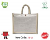 Jute Bag White/Natural with Button
