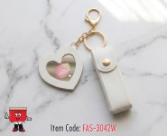 Lipstick Holder Bag Charm with Mirror - White Color
