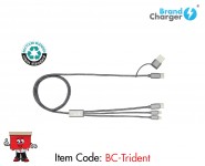 Sustainable RPET-Nylon braided charging Cable Trident 2+, 3 in 1