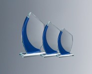 Crystal Awards with Blue Design on the side