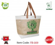 Fancy Jute Bag with Leather Strip