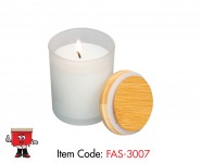Vanilla Scented Soybean Wax Candle in Frosted Glass Bottle with Bamboo Lid-1