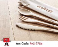 cutlery set bamboo in canvas