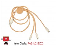 Multifunctional cork cable compatible with Type C, micro USB, and lightning