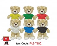 Plush Teddy Bear with Round Neck Tshirt, 30 cm