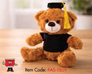 Plush Teddy Bear with Black T shirt and Graduation Hat FAS-TB09