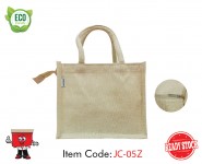 Laminated Natural Juco Bag with Zipper