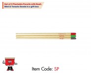 Set of 3 Plantable Pencils with Basil, Mint & Tomato Seeds in a gift box