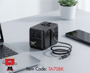 Travel Adapter with Retractable Cable
