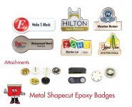 metal shape cut epoxy name badges
