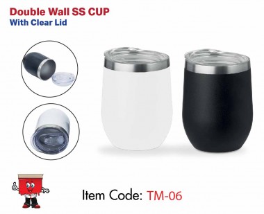 double wall ss cup with clear lif 300ml