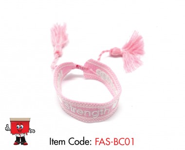 Woven Fabric Bracelet for Breast Cancer Awareness