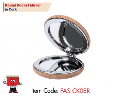 Round Pocket Mirror in Cork