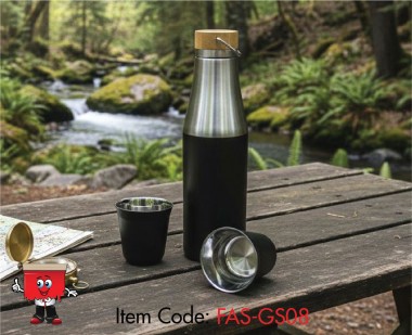 Stainless Steel Kahwa Cup Gift Set with Double wall Vaccum Bottle with Handle