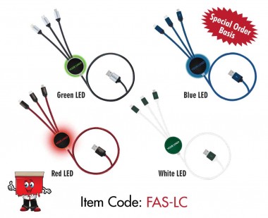 FAS-LC : Long 3-in-1 Light up LED Charging cable