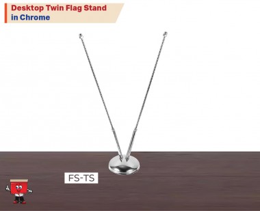 Desktop Twin Flag Stand in Chrome