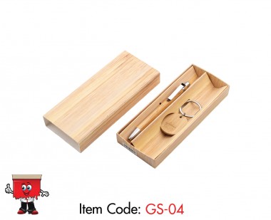 Bamboo Pen + Keychain Set