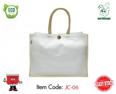 2-Tone Juco Bag with Button & Loop Closure - Large