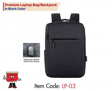 Premium Laptop Bag/Backpack in Black Color, 34x40x12 cms