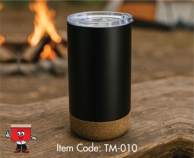 double wall SS tumbler with cork base and lid
