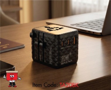 All in 1 Universal Travel Adapter, 20W, Black Color