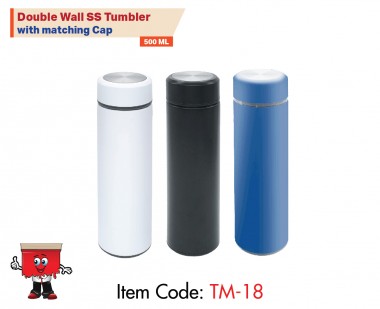 Double Wall SS Tumbler, 500 ml with matching Cap