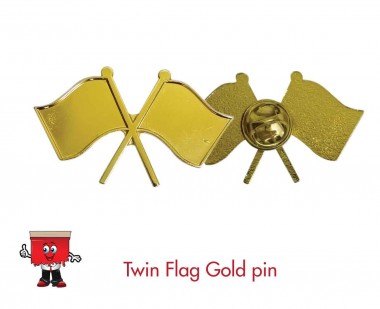 twin flag gold lapel pin