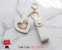 Lipstick Holder Bag Charm with Mirror - White Color