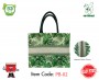Printed Cotton Bag with inner Lamination and magnetic closure (Green Leaf Print)