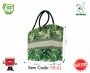 Printed Cotton Bag with inner Lamination and magnetic closure (Green Leaf Print)