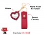 Lipstick Holder Bag Charm with Mirror - Red Color