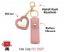 Lipstick Holder Bag Charm with Mirror - Pink Color