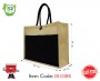 Jute Bag, Natural, With Canvas Pocket in Black Color